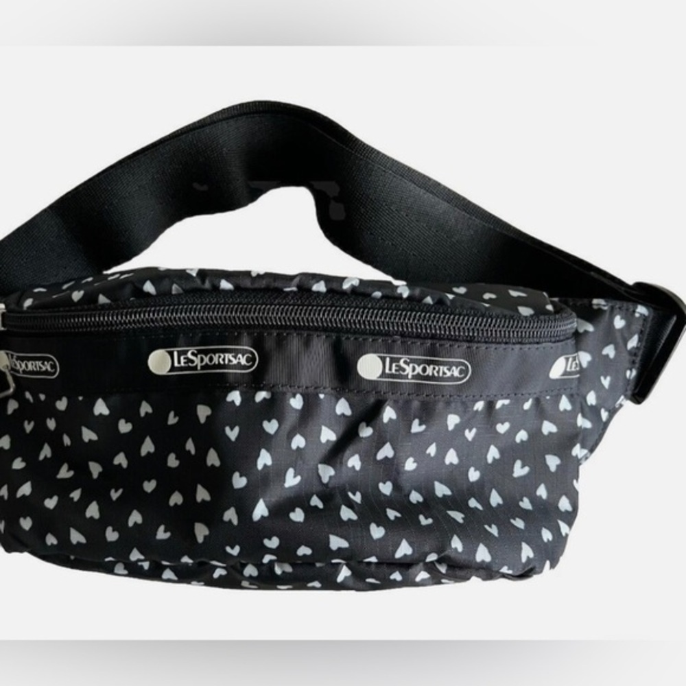Le sportsac black white heart printed Fanny Pack‎ belt nubj Black White Heart